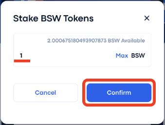 Ingrese la cantidad de tokens BSW que desea apostar
